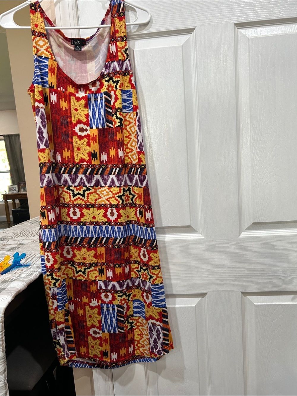 Love Multicolor Geometric Tank Dress in Red, Yellow & Blue